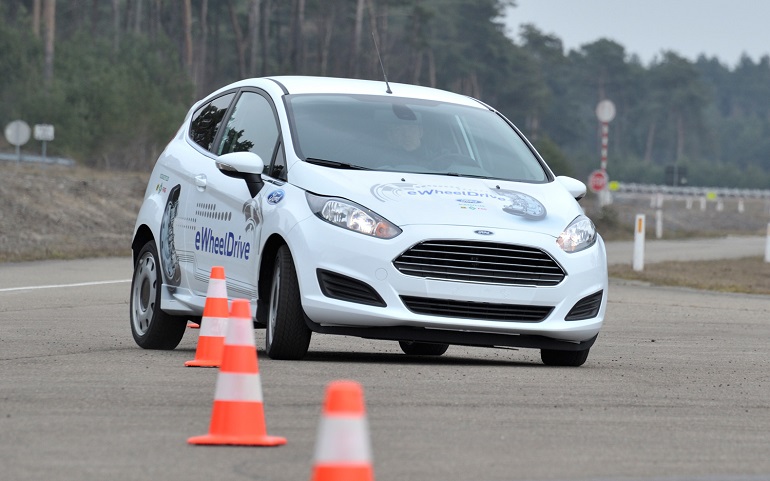 Ford-Fiesta-eWheelDrive-EV-prototype-in-slalom-course