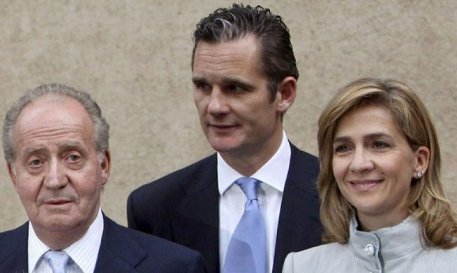 Don Juan Carlos di Borbone, ex re di Spagna, con il genero Inaki Urdangarin e la figlia Cristina