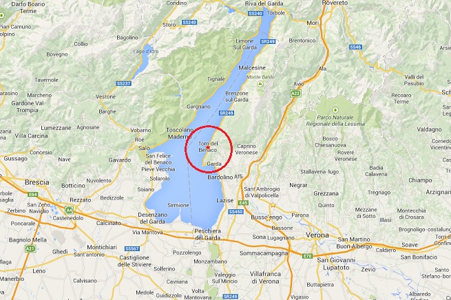 La zona delle due scosse di terremoto registrate in serata (da Google Map)