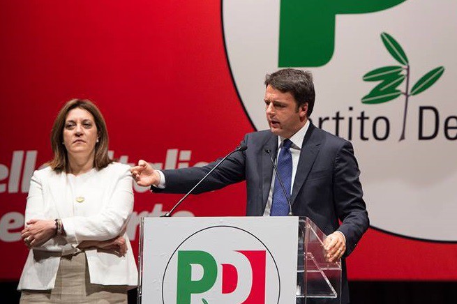 La  candidata PD alla presidenza della regione Umbria, Catiuscia Marini, presidente uscente, con Matteo Renzi, nella veste di segretario del partito (foto dal profilo Facebook di Matteo Renzi)