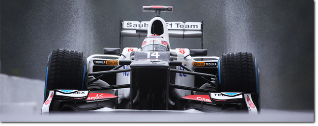 Kamui Kobayashi è stato il più veloce sotto la pioggia torrenziale di Spa-Francorchamps. Il miglior tempo nel primo turno è suo (Foto Sauber F1)