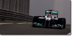 Michael Schumacher è statoil più veloce nella prima giornata di libere del GP della Cina (Foto Mercedes)
